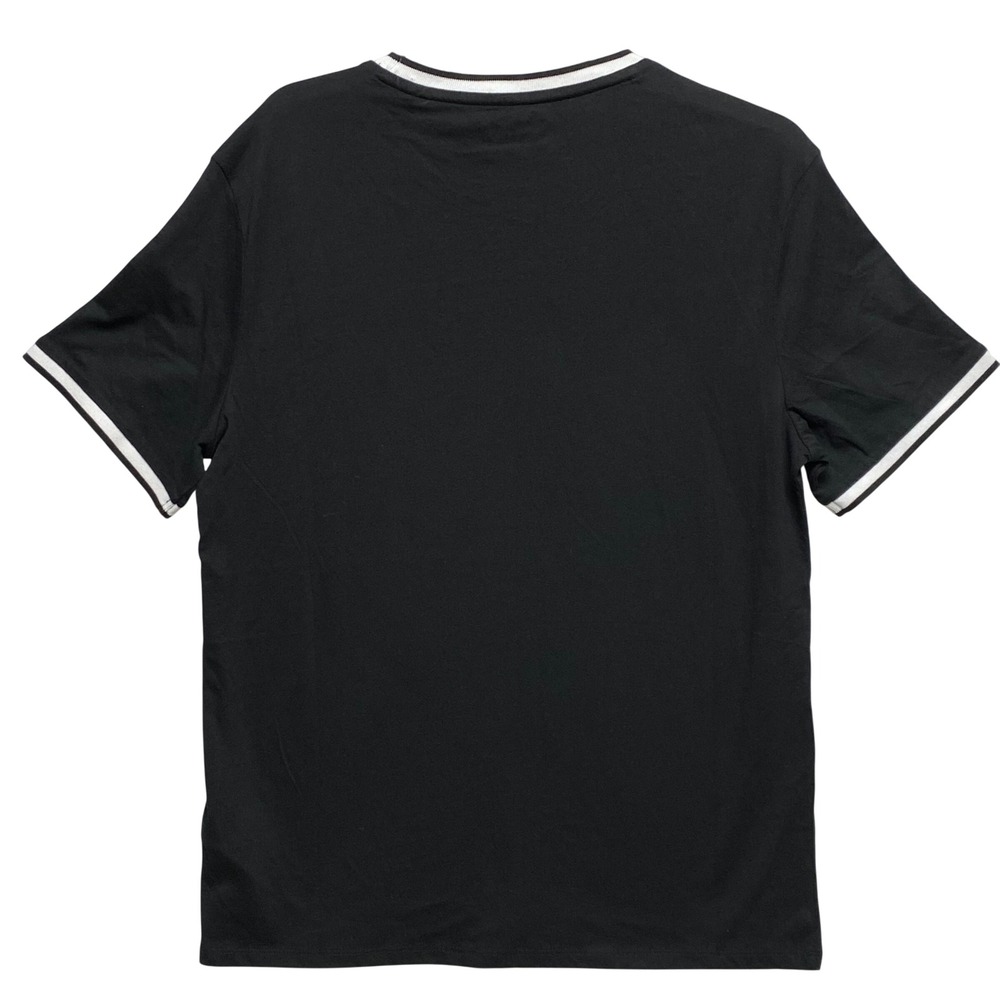 Guess Mens Black Ringer T-Shirt White Logo Crew Neck Large NWT - Picture 4 of 6